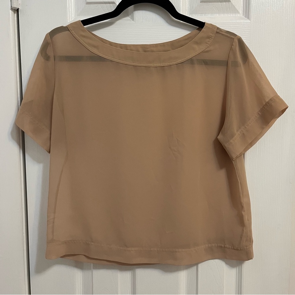 Sheer Mesh Tan Women's Top